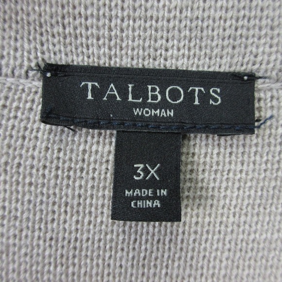 Talbots Knit Blazer Jacket Woman 3X Beige Striped Cotton Rayon Casual Chic 984 - Picture 3 of 8